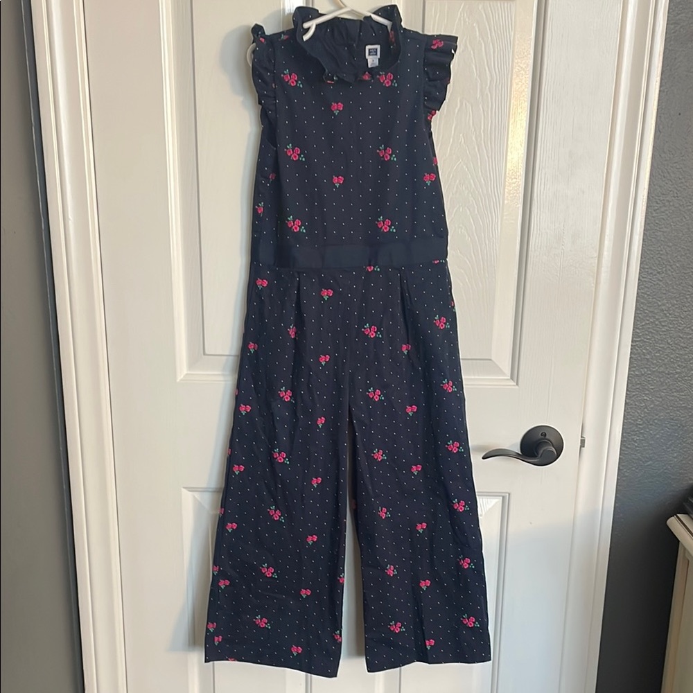 Janie and Jack Girls Floral Dot Jumpsuit - Size 7
